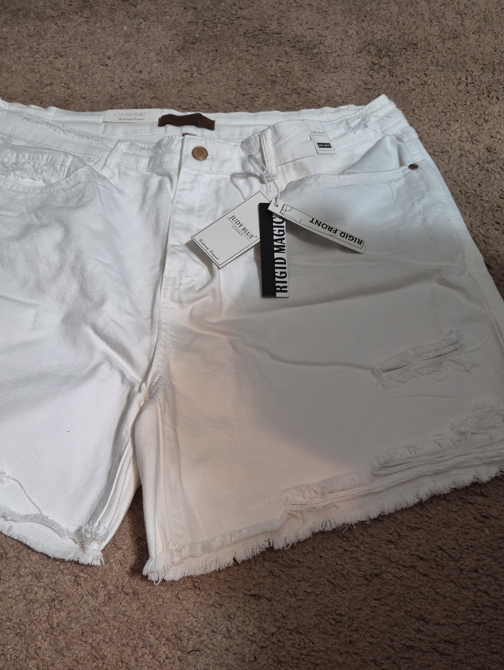 Judy Blue White Distressed Denim Shorts